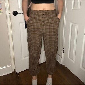plaid brown cargo jogger pants 🤎